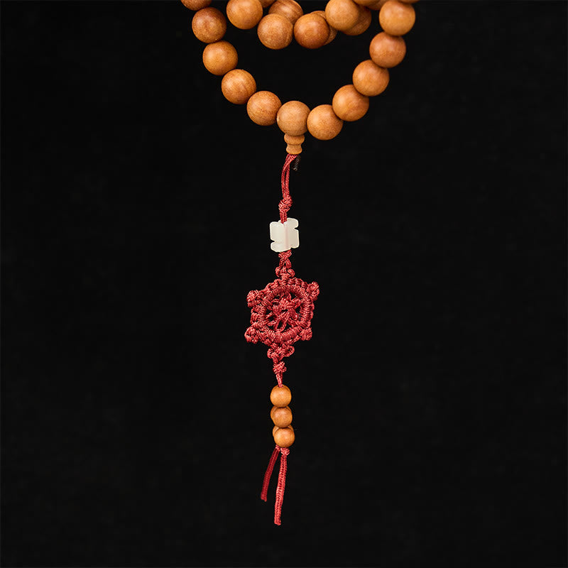 Buddha Stones Mala di perline rotonde annodate in legno di sandalo rosso per la meditazione e la benedizione. - image 16