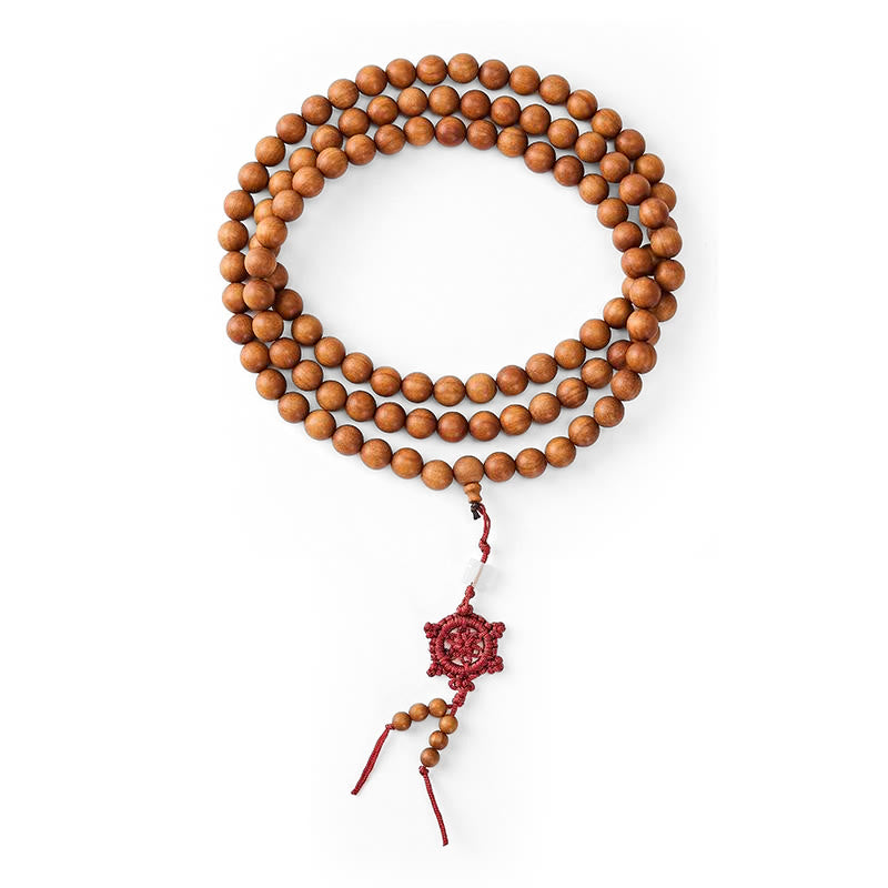 Buddha Stones Mala di perline rotonde annodate in legno di sandalo rosso per la meditazione e la benedizione. - image 17