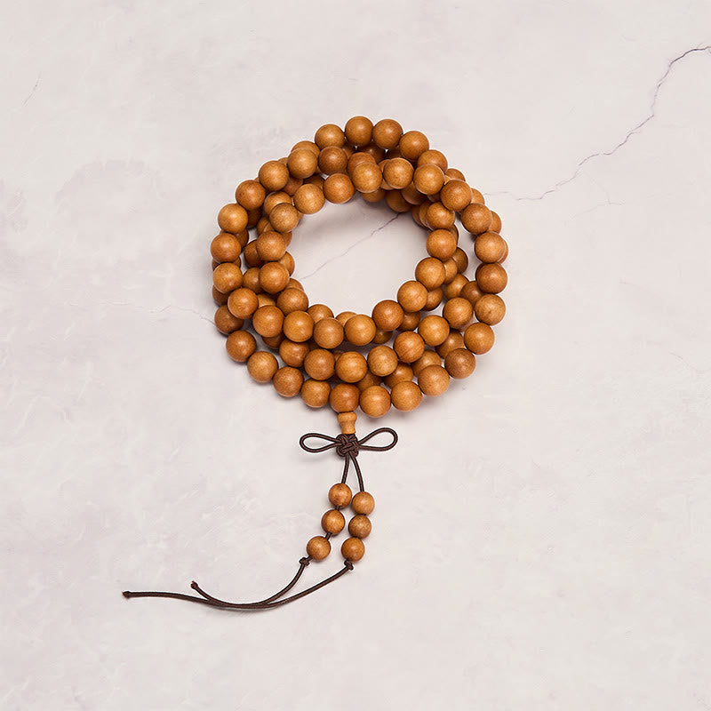 Buddha Stones Mala di perline rotonde annodate in legno di sandalo rosso per la meditazione e la benedizione. - image 5