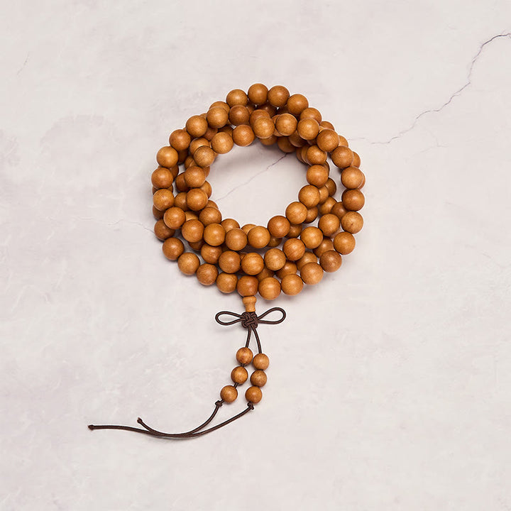 Buddha Stones Mala di perline rotonde annodate in legno di sandalo rosso per la meditazione e la benedizione. - image 5