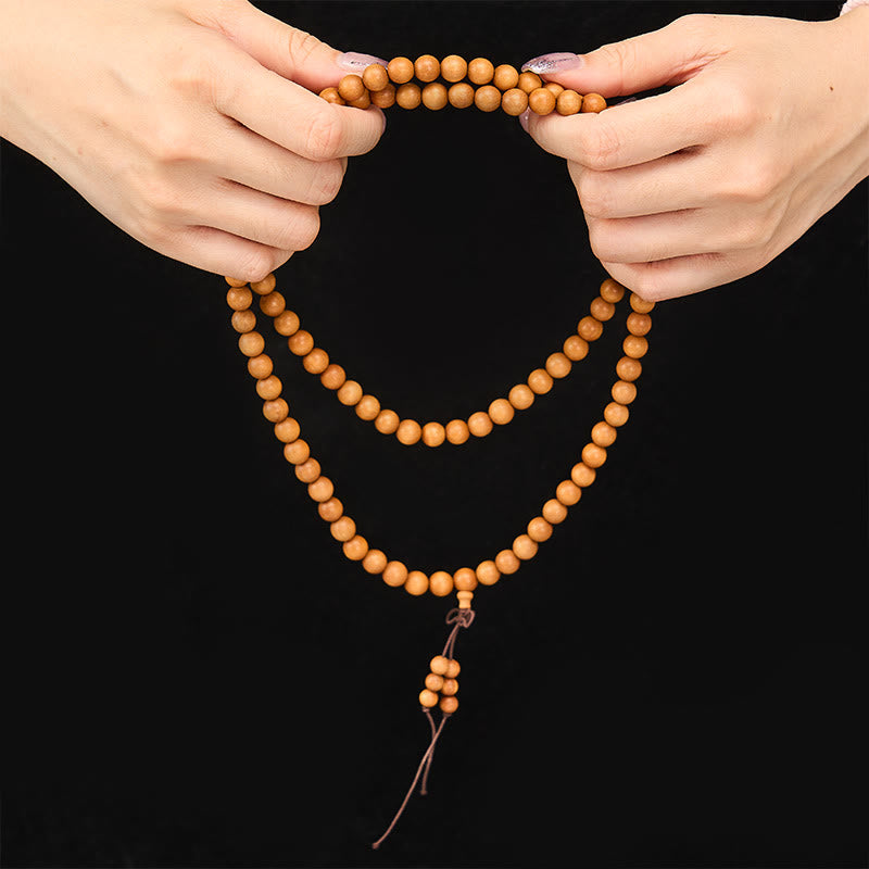 Buddha Stones Mala di perline rotonde annodate in legno di sandalo rosso per la meditazione e la benedizione. - image 14