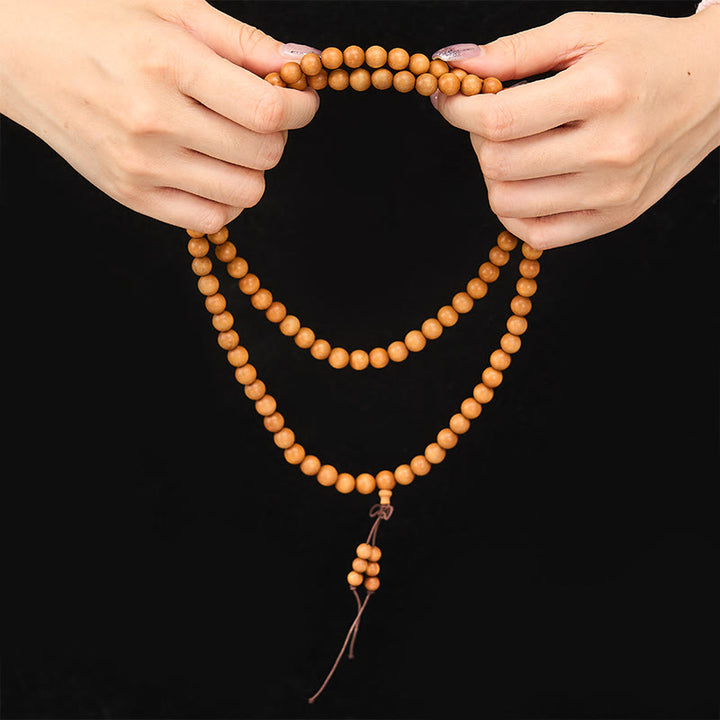 Buddha Stones Mala di perline rotonde annodate in legno di sandalo rosso per la meditazione e la benedizione. - image 14