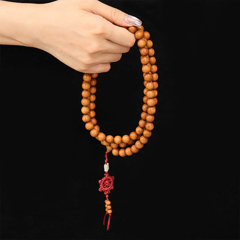 Buddha Stones Mala di perline rotonde annodate in legno di sandalo rosso per la meditazione e la benedizione. - image 11