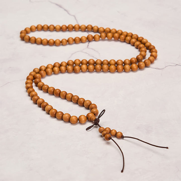 Buddha Stones Mala di perline rotonde annodate in legno di sandalo rosso per la meditazione e la benedizione. - image 10