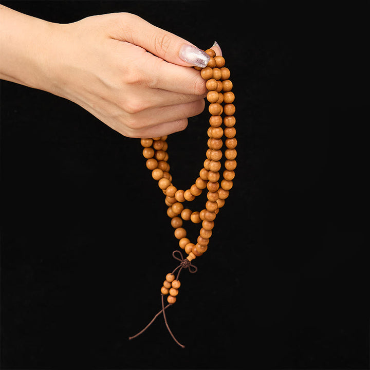 Buddha Stones Mala di perline rotonde annodate in legno di sandalo rosso per la meditazione e la benedizione. - image 12