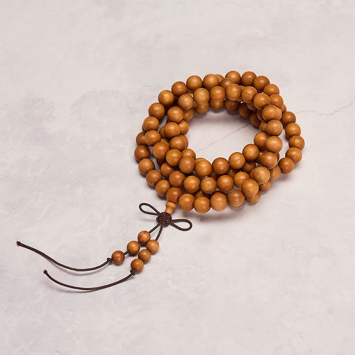 Buddha Stones Mala di perline rotonde annodate in legno di sandalo rosso per la meditazione e la benedizione. - image 4
