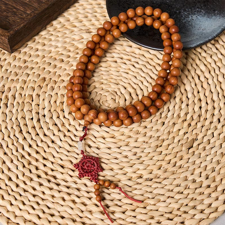 Buddha Stones Mala di perline rotonde annodate in legno di sandalo rosso per la meditazione e la benedizione. - 10 mm - Sandalo rosso (Radicamento♥Meditazione) - image 0