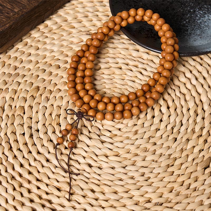 Buddha Stones Mala di perline rotonde annodate in legno di sandalo rosso per la meditazione e la benedizione. - 8 mm - Sandalo rosso (Radicamento♥Meditazione) - image 1