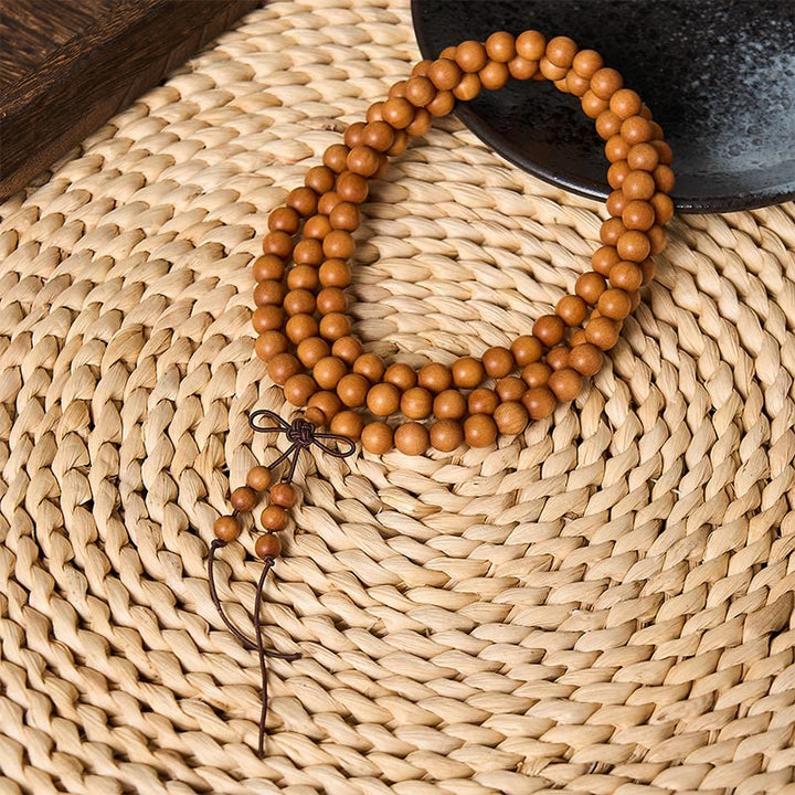 Buddha Stones Mala di perline rotonde annodate in legno di sandalo rosso per la meditazione e la benedizione. - 8 mm - Sandalo rosso (Radicamento♥Meditazione) - image 1