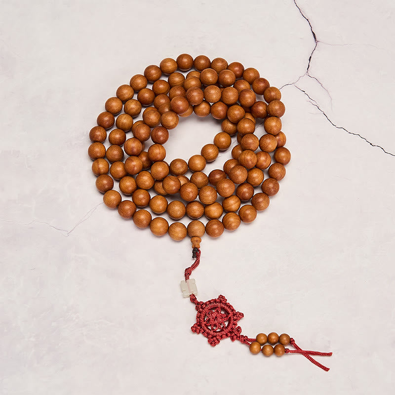 Buddha Stones Mala di perline rotonde annodate in legno di sandalo rosso per la meditazione e la benedizione. - image 3