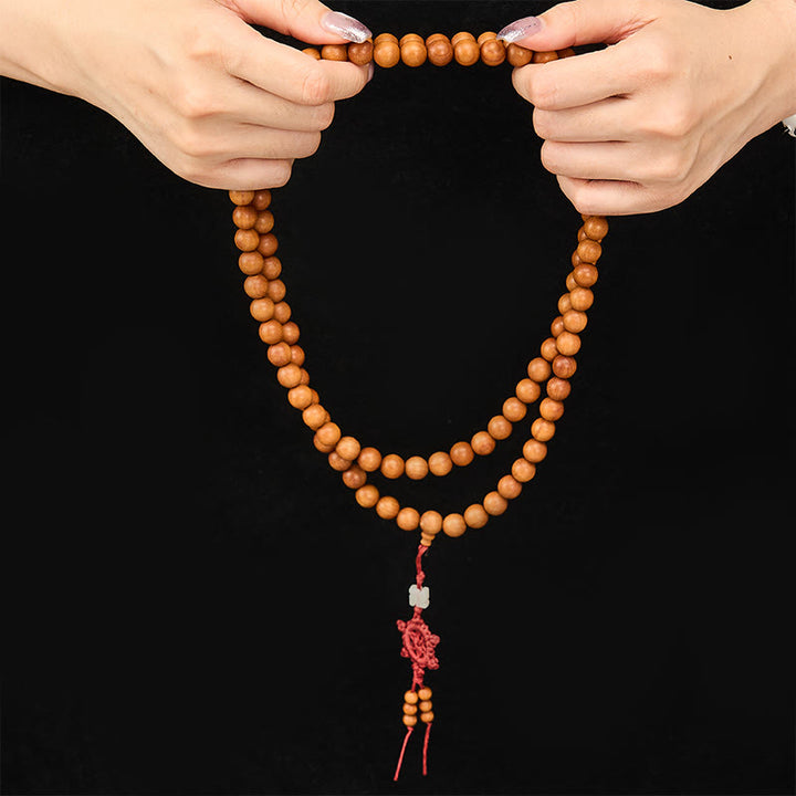 Buddha Stones Mala di perline rotonde annodate in legno di sandalo rosso per la meditazione e la benedizione. - image 13
