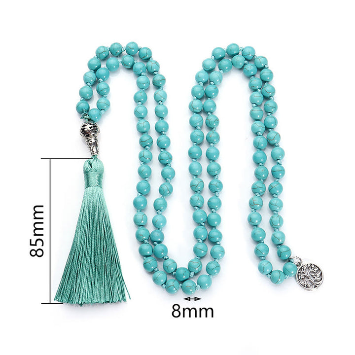 Buddha Stones Mala con nappa annodata e albero della vita turchese per la protezione - image 4