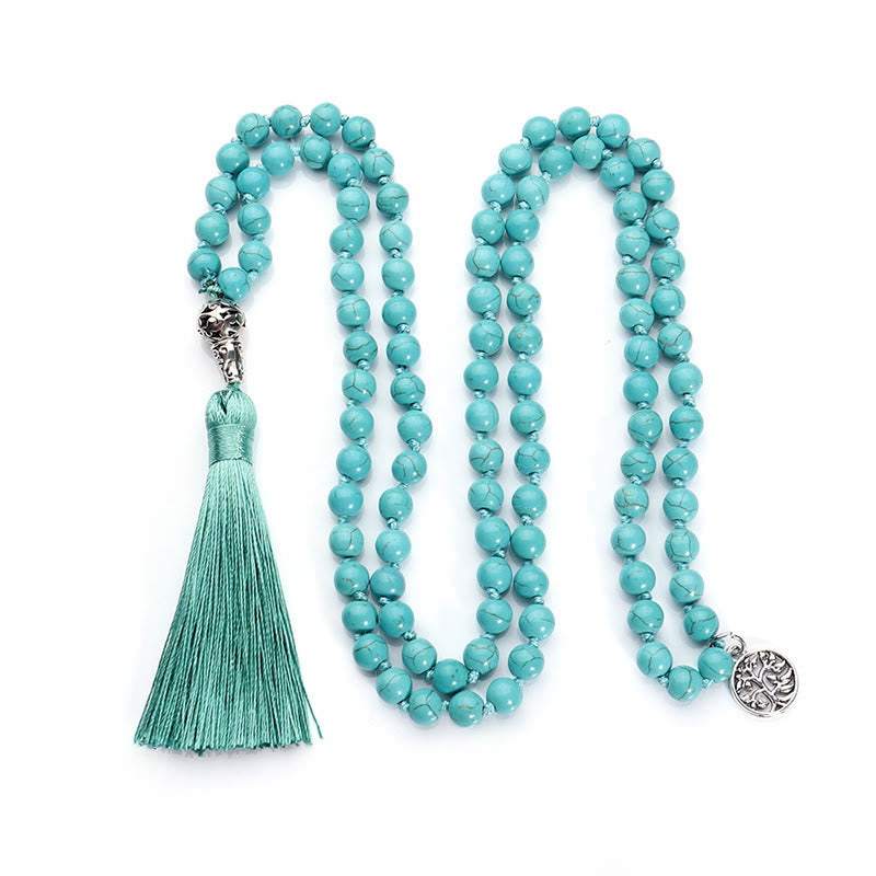 Buddha Stones Mala con nappa annodata e albero della vita turchese per la protezione - image 5