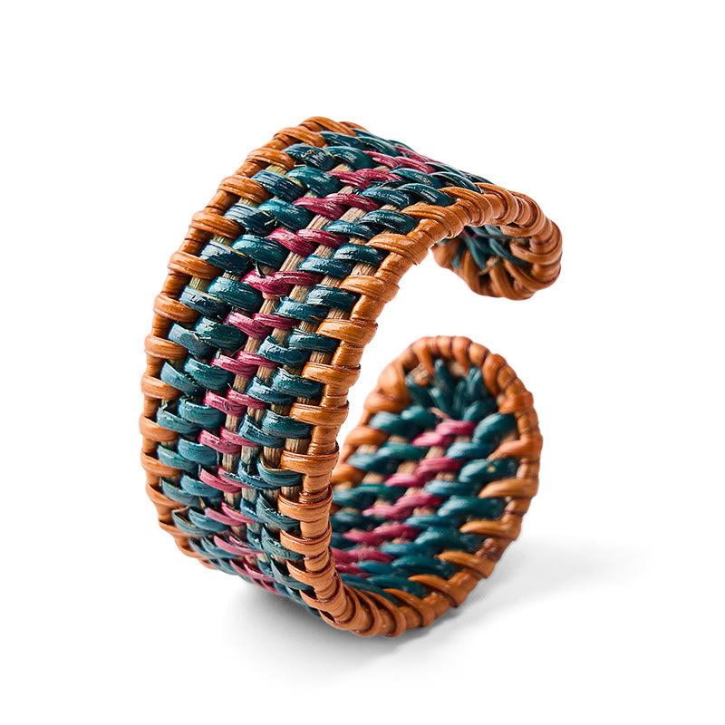 Buddha Stones Bracciale rigido largo in rattan naturale, intrecciato a mano, stile boho. - image 10