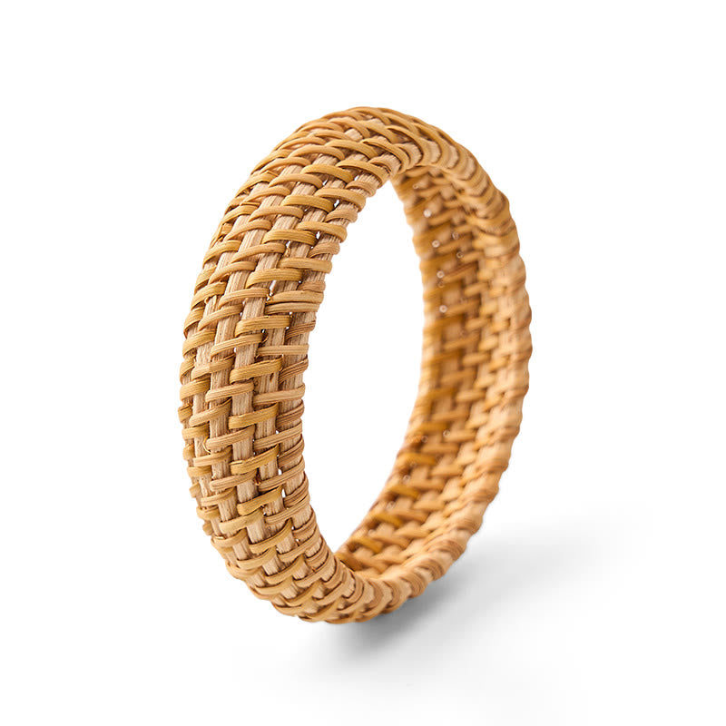 Buddha Stones Bracciale rigido largo in rattan intrecciato a mano, stile bohémien da resort. - Stile 2 - Rattan (Radicamento♥Salute) - image 1