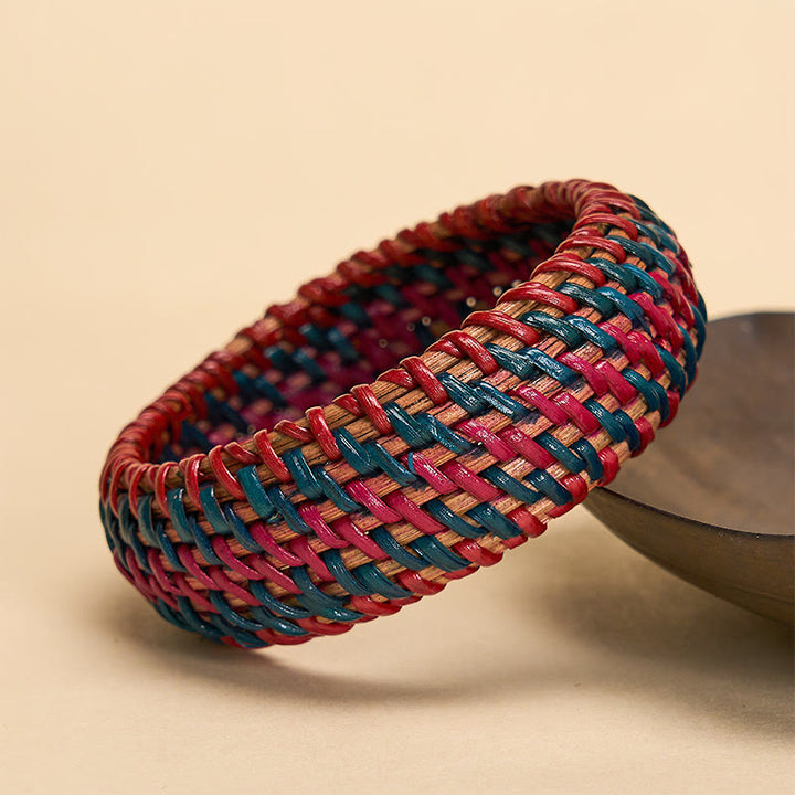 Buddha Stones Bracciale rigido largo in rattan naturale intrecciato a mano, stile boho. - image 3