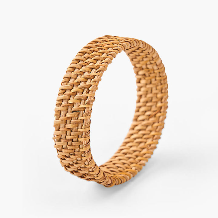 Buddha Stones Bracciale largo in rattan intrecciato a mano, stile bohémien, con base a terra. - Rattan (Radicamento♥Salute) - image 0