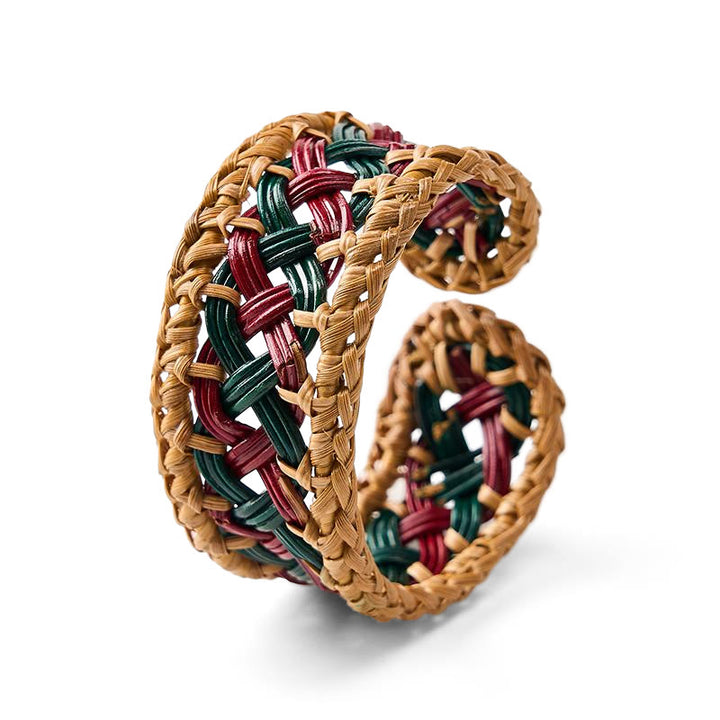 Buddha Stones Bracciale a polsino largo e rotondo in rattan naturale intrecciato a mano, stile bohémien. - Ratto (Equilibrio ♥ Radicamento) - image 0