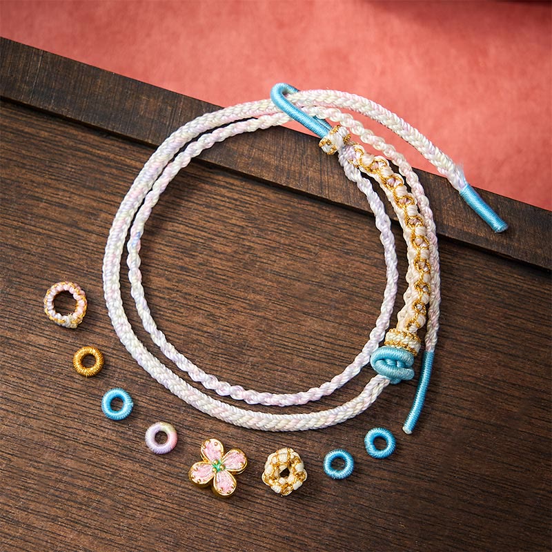 Buddha Stones Bracciale a doppio strato con nodo a fiore di pesco intrecciato a mano. - image 18