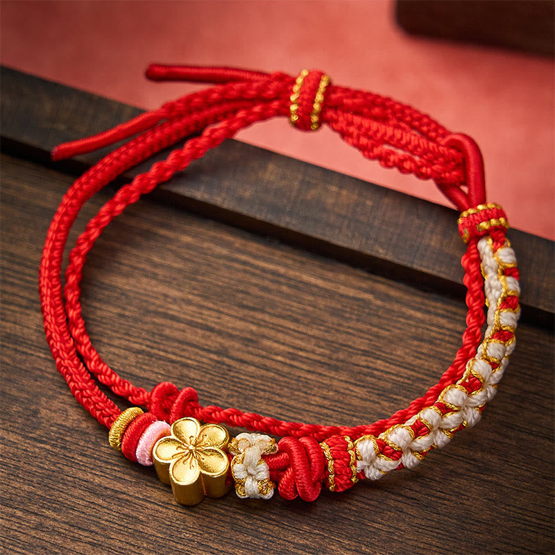 Buddha Stones Bracciale a doppio strato con nodo a fiore di pesco intrecciato a mano. - image 1