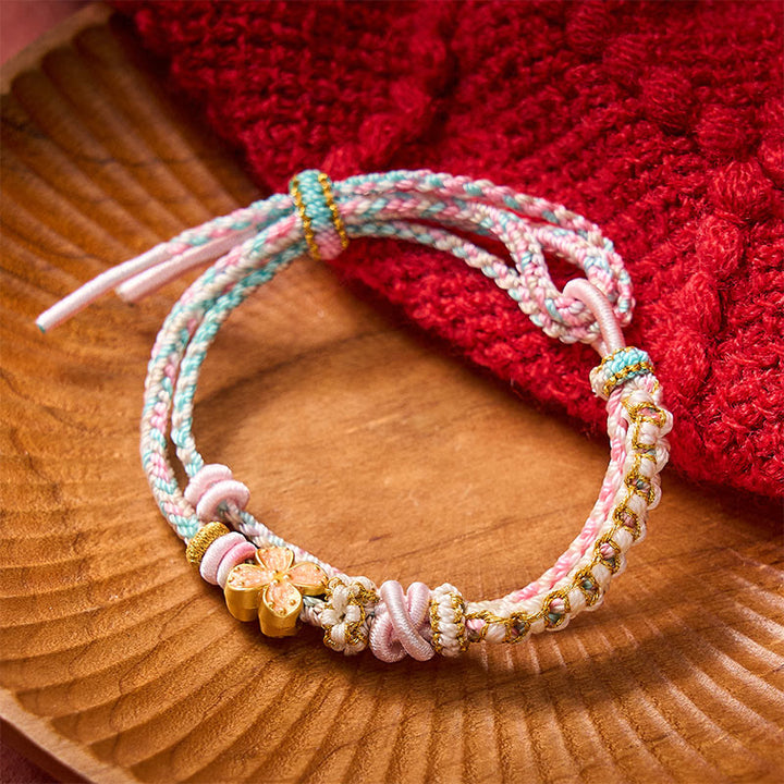 Buddha Stones Bracciale a doppio strato con nodo a fiore di pesco intrecciato a mano. - image 10