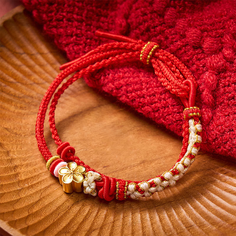 Buddha Stones Bracciale a doppio strato con nodo a fiore di pesco intrecciato a mano. - image 2