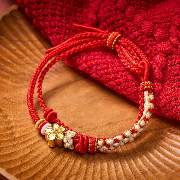 Buddha Stones Bracciale a doppio strato con nodo a fiore di pesco intrecciato a mano. - image 2