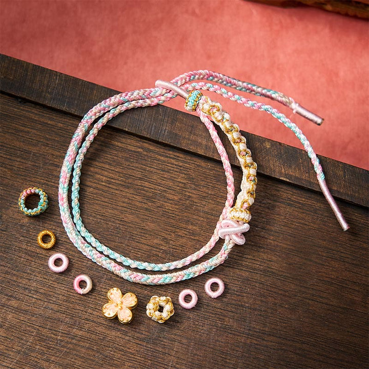 Buddha Stones Bracciale a doppio strato con nodo a fiore di pesco intrecciato a mano. - image 11