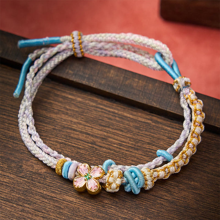 Buddha Stones Bracciale a doppio strato con nodo a fiore di pesco intrecciato a mano. - image 16