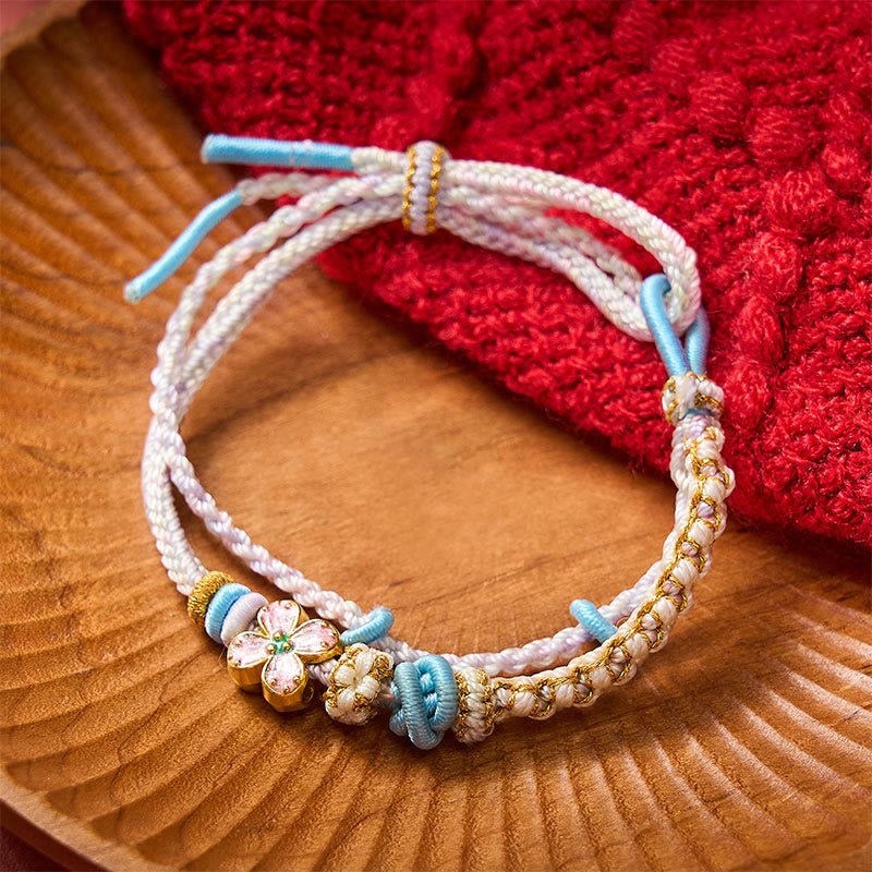 Buddha Stones Bracciale a doppio strato con nodo a fiore di pesco intrecciato a mano. - image 17