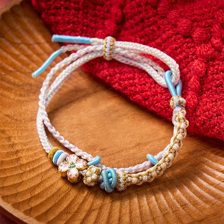 Buddha Stones Bracciale a doppio strato con nodo a fiore di pesco intrecciato a mano. - image 17