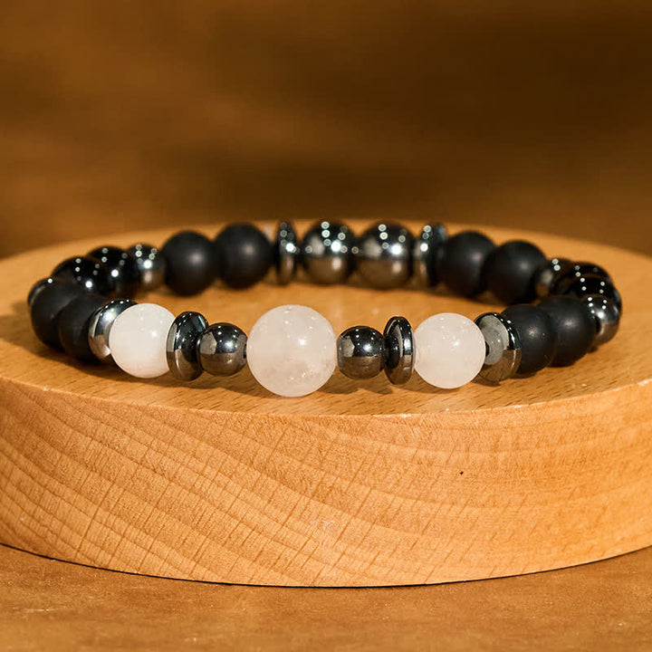 Buddha Stones Bracciale di sostegno con perline di ematite nera - image 2