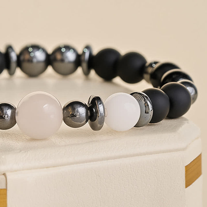 Buddha Stones Bracciale di sostegno con perline di ematite nera - image 5