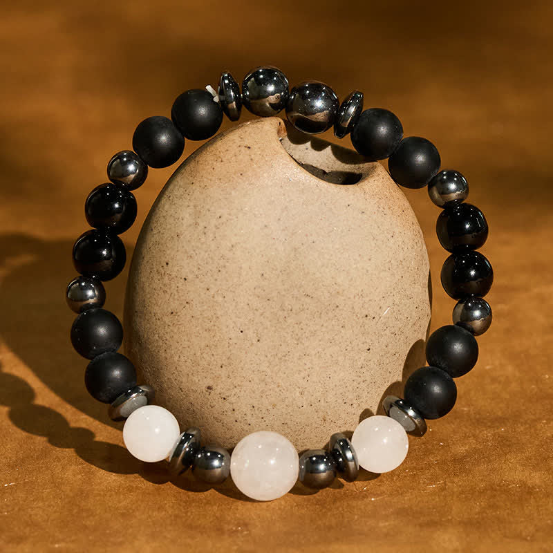 Buddha Stones Bracciale di sostegno con perline di ematite nera - image 3