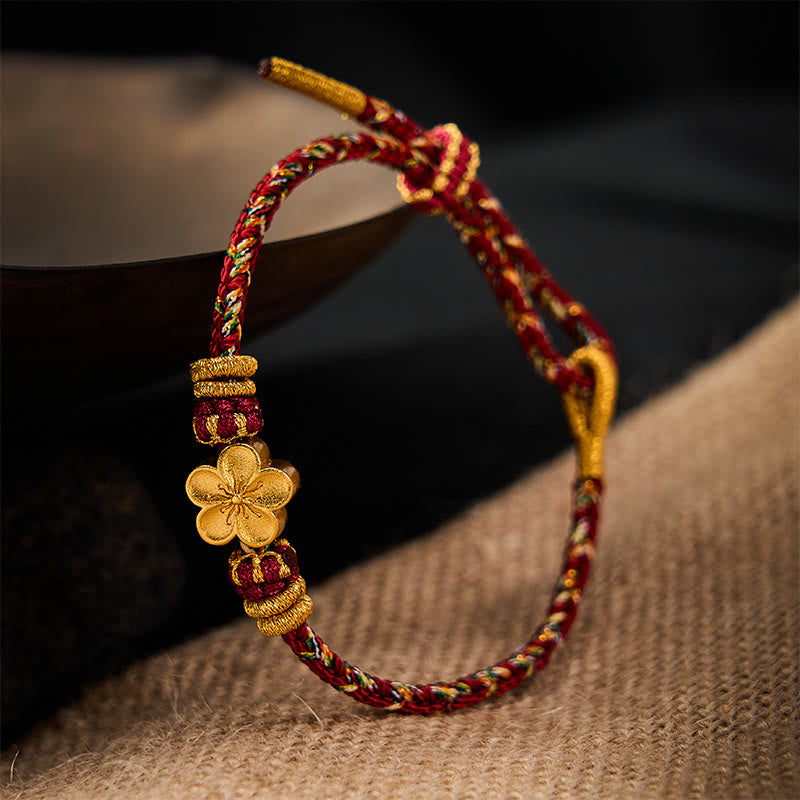 Buddha Stones Braccialetto di protezione con fiori e pesci koi, intrecciato a mano con cordino rosso. - image 18