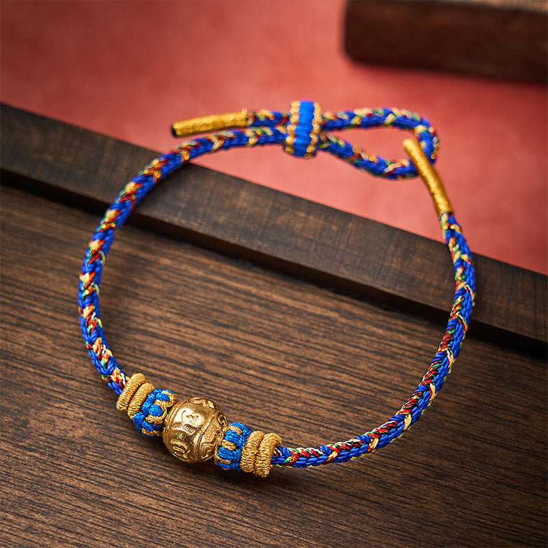 Buddha Stones Braccialetto della pace Om Mani Padme Hum con cordino intrecciato a mano - Blu - Con l'accessorio Om Mani Padme Hum - image 0