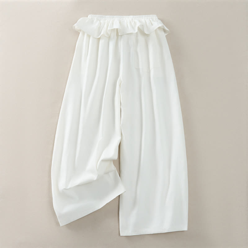 Buddha Stones Pantaloni corti da donna a gamba dritta con coulisse, elastico in vita e volant, ideali per primavera/estate. - image 11