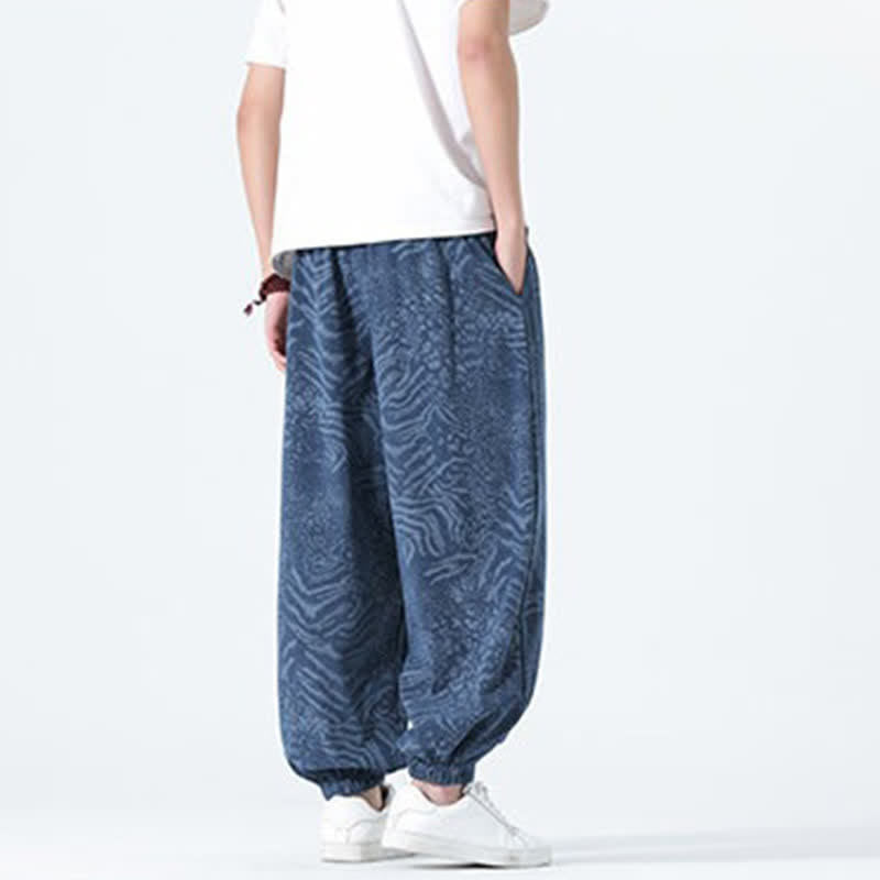 Buddha Stones Pantaloni corti da uomo stile boho con coulisse, modello leopardato, casual primavera/estate, con tasche. - image 3