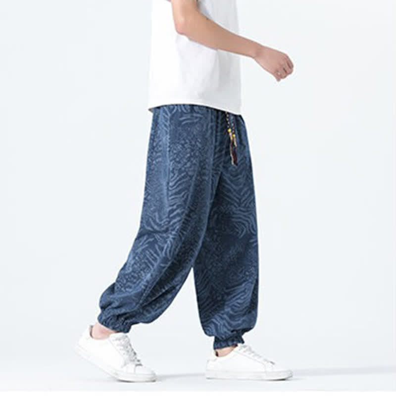 Buddha Stones Pantaloni corti da uomo stile boho con coulisse, modello leopardato, casual primavera/estate, con tasche. - image 4