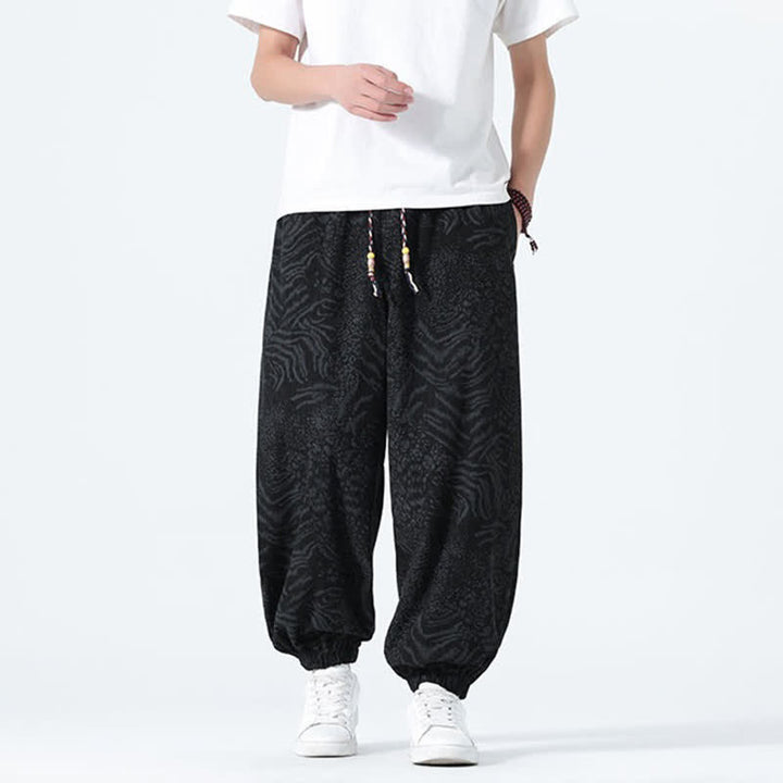 Buddha Stones Pantaloni corti da uomo stile boho con coulisse, modello leopardato, casual primavera/estate, con tasche. - image 15