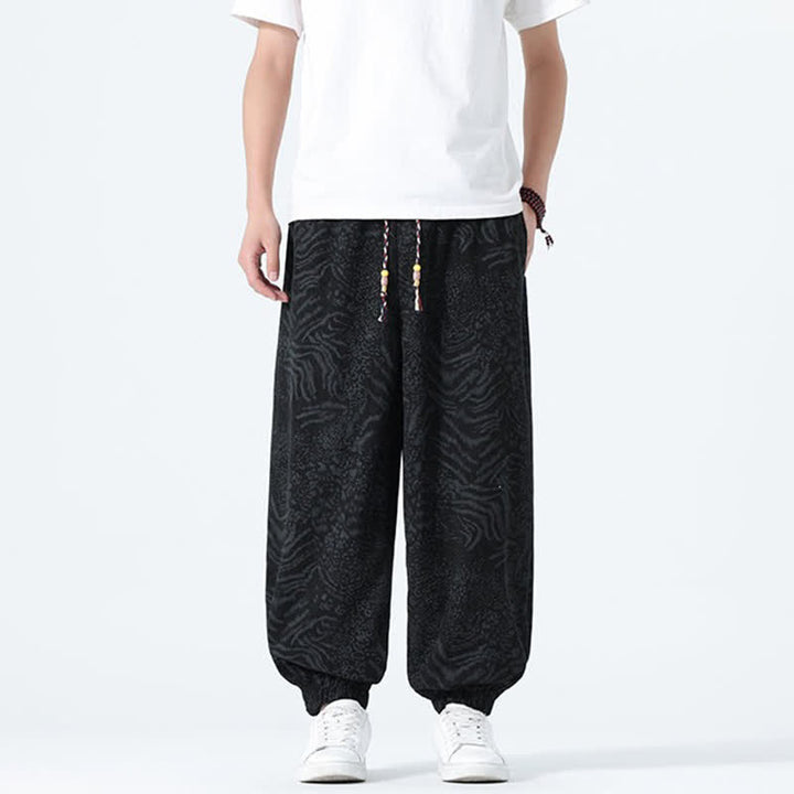 Buddha Stones Pantaloni corti da uomo stile boho con coulisse, modello leopardato, casual primavera/estate, con tasche. - image 12