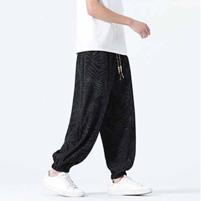 Buddha Stones Pantaloni corti da uomo stile boho con coulisse, modello leopardato, casual primavera/estate, con tasche. - image 10