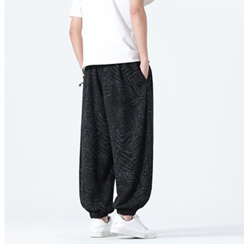 Buddha Stones Pantaloni corti da uomo stile boho con coulisse, modello leopardato, casual primavera/estate, con tasche. - image 11