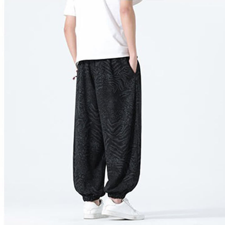 Buddha Stones Pantaloni corti da uomo stile boho con coulisse, modello leopardato, casual primavera/estate, con tasche. - image 11