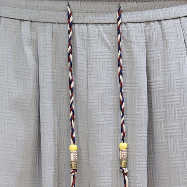 Buddha Stones Pantaloni estivi casual con coulisse, tinta unita, con trama effetto rattan intrecciato, modello harem da uomo con tasca. - image 33