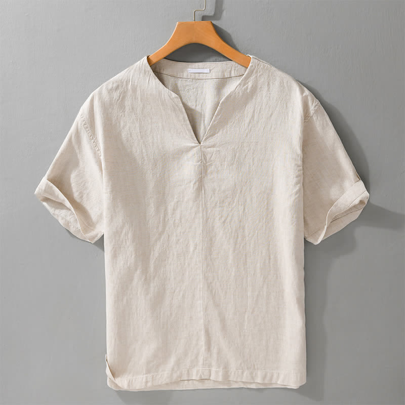 Buddha Stones T-shirt da uomo a maniche corte con scollo a V, tinta unita, stile minimalista estivo, per l'estate. - Biancheria - US/UK/AU42, EU52 (3XL) - image 0