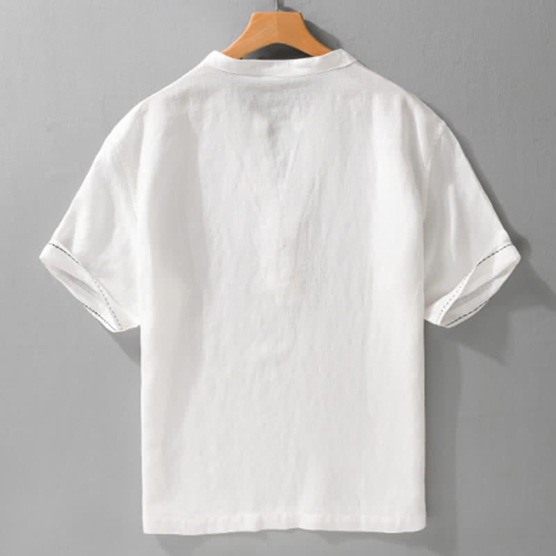 Buddha Stones T-shirt da uomo a maniche corte, tinta unita, con scollo a V, ideale per l'estate. - image 14