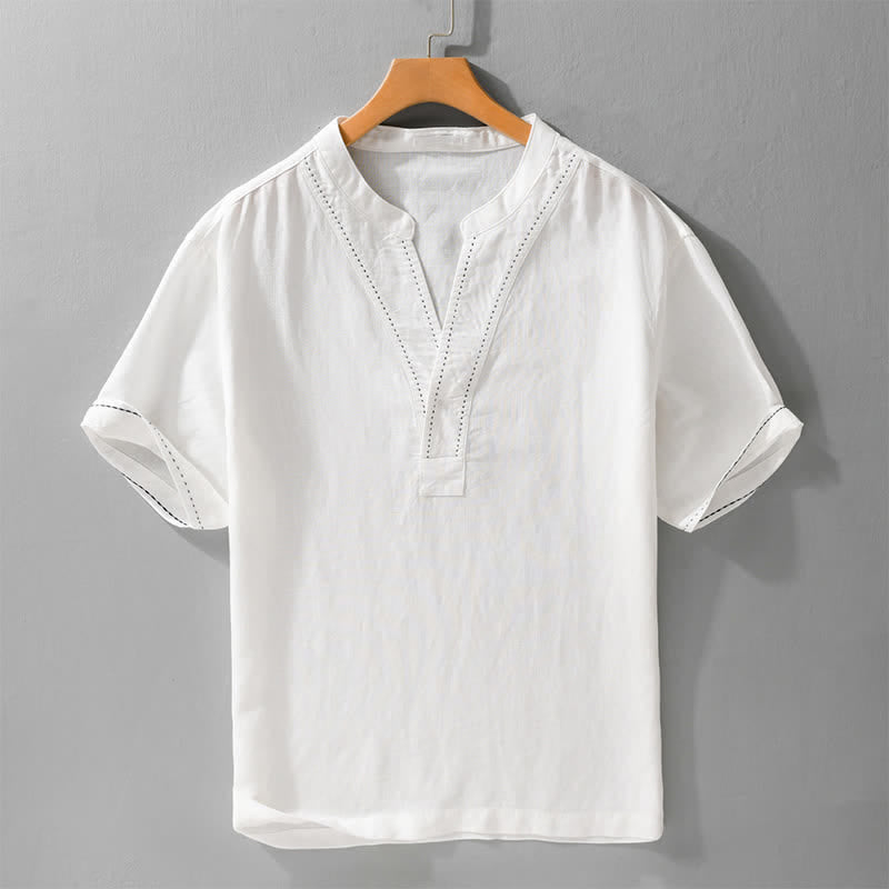 Buddha Stones T-shirt da uomo a maniche corte, tinta unita, con scollo a V, ideale per l'estate. - Bianco - US/UK/AU44，EU54 (3XL) - image 13