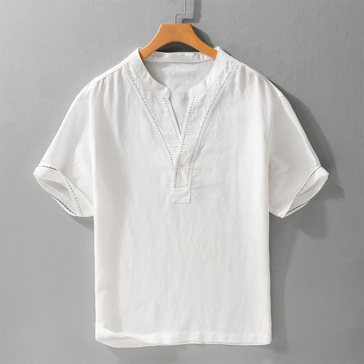 Buddha Stones T-shirt da uomo a maniche corte, tinta unita, con scollo a V, ideale per l'estate. - Bianco - US/UK/AU44，EU54 (3XL) - image 13