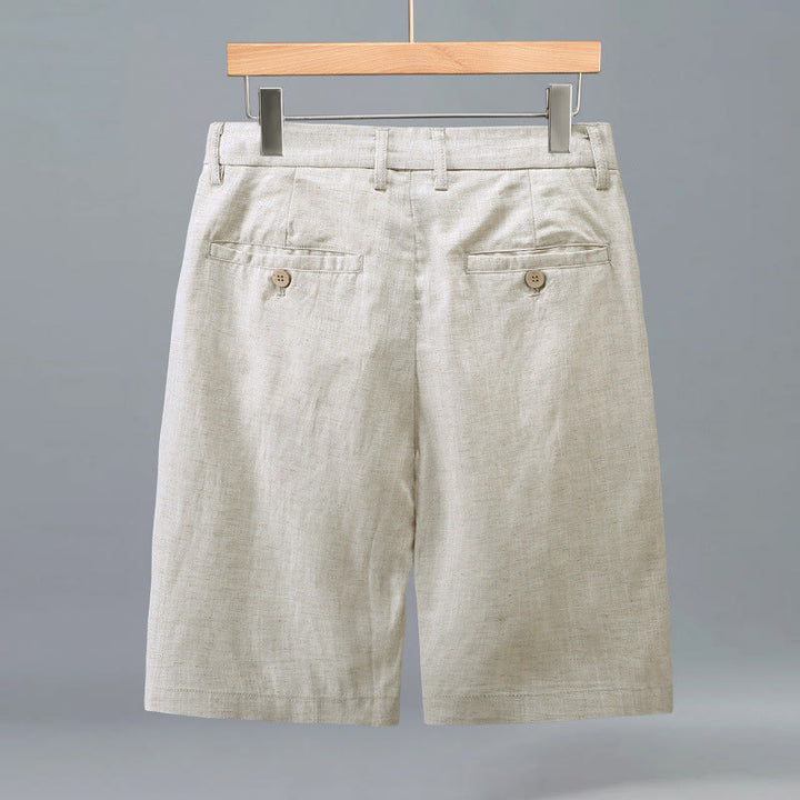 Buddha Stones Pantaloncini da uomo estivi casual con chiusura a bottoni e cerniera, pieghe frontali e tasche. - image 1